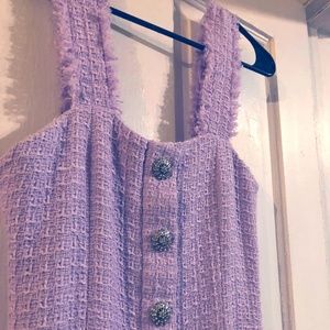 ZARA Purple Tweed Dress w/ Gemstone Buttons
